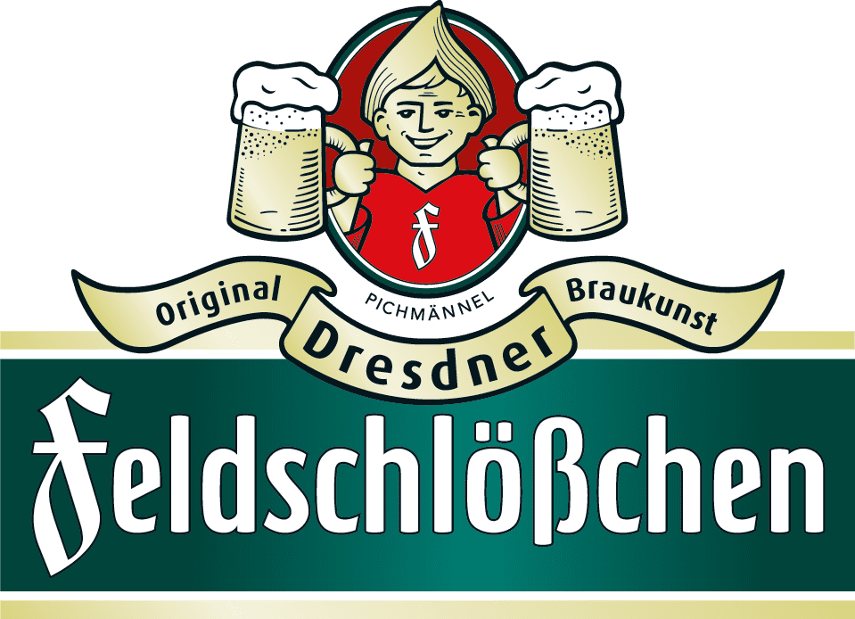 Sponsorenlogo Feldschlösschen, Original Dresdner Braukunst